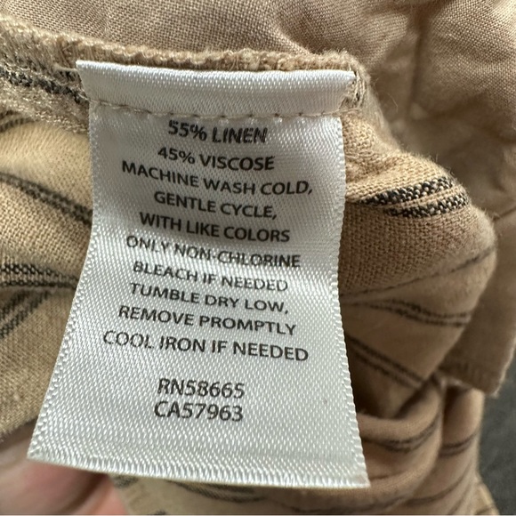 Treasure & Bond Women’s Wide Leg Boho Coastal Cropped Striped Linen Pants Sz 1X - Picture 5 of 7